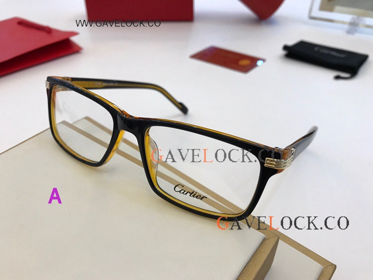 2021 New Cartier Eyeglasses Black Yellow Frame